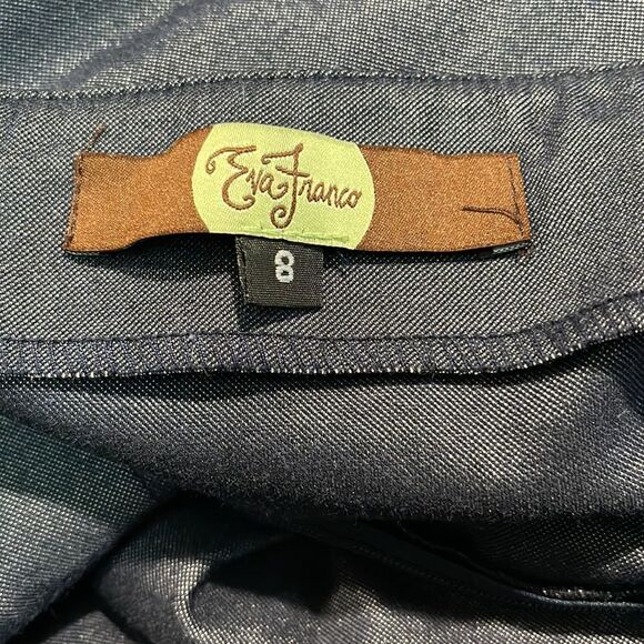 eva Franco Strapless Denim Colored Pleated Skirt Dress Sz 8 - Picture 10 of 11